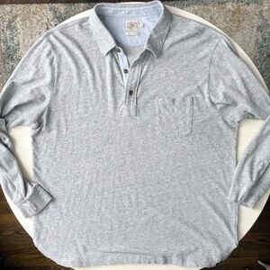 Faherty Men’s Luxe Solid Gray Long Sleeve Polo Shirt Size XL